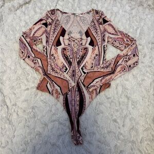 Free People Bohemian Long Sleeve Bodysuit